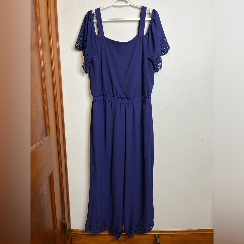 Signature by Robbie Bee Royal Blue Jumpsuit Off the Shoulder Size 12 GUC